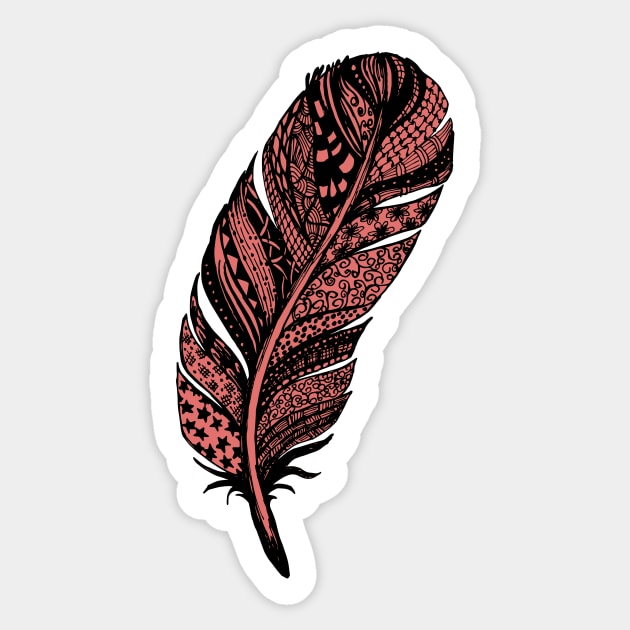 Zentangle Tribal Feather Drawing Sticker by SWON Design